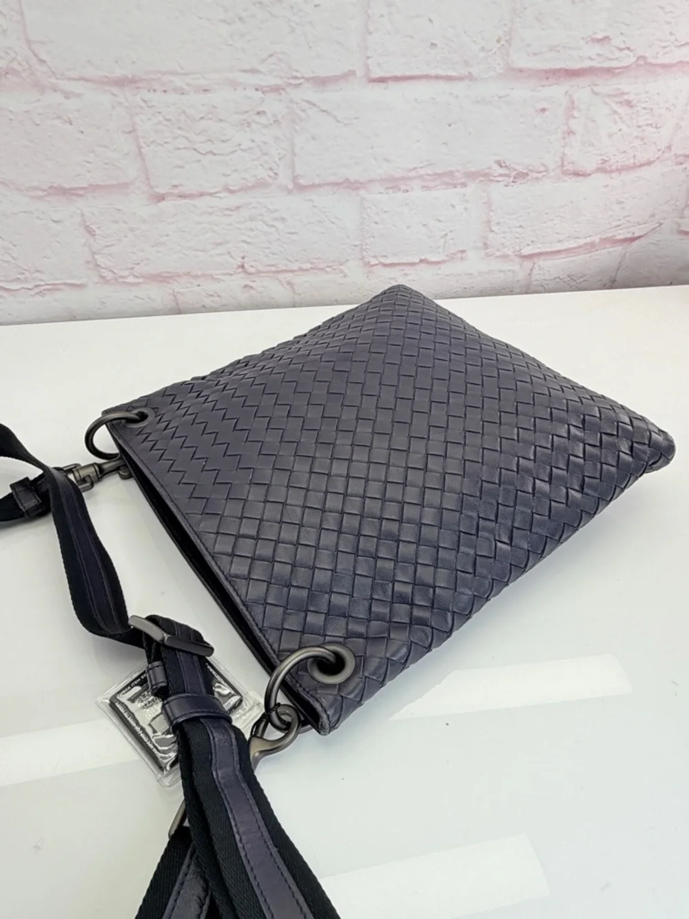 Bottega Veneta Nappa Unisex Flat Intrecciato Woven Leather Crossbody Bag